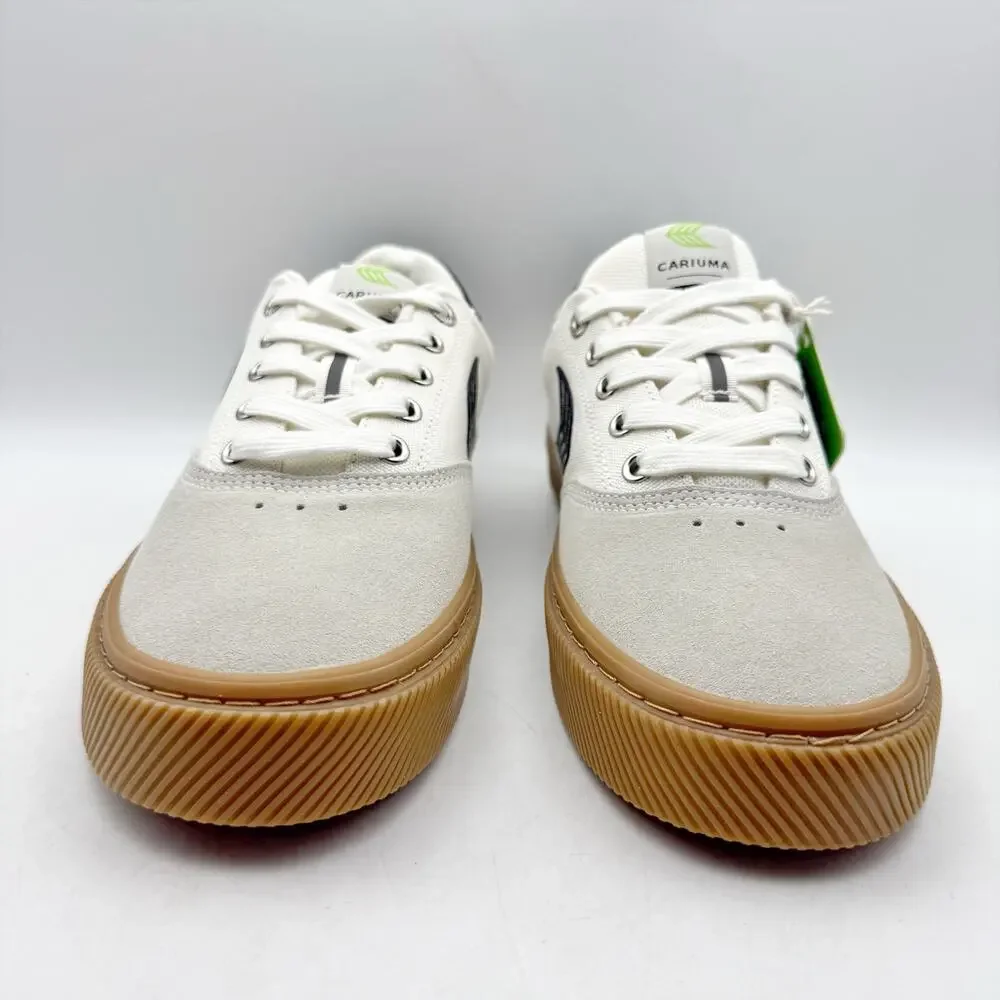 Cariuma Womens Naioca Pro Skate Low Sneakers US 8.5 White Black Canvas Suede NIB